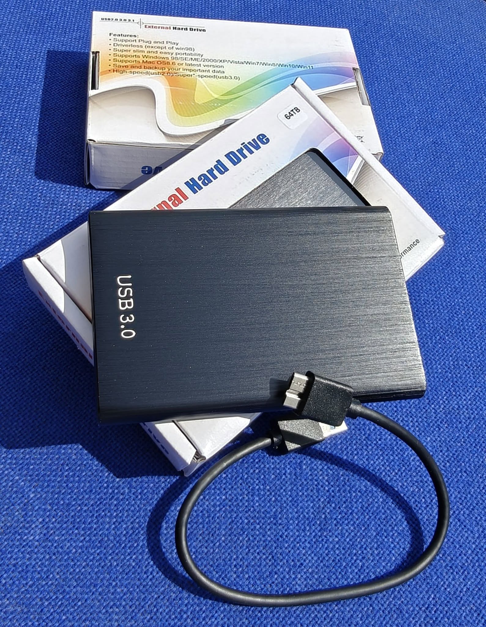 USB 3.0 External Hard Drive 64TB Portable HDD - Black
