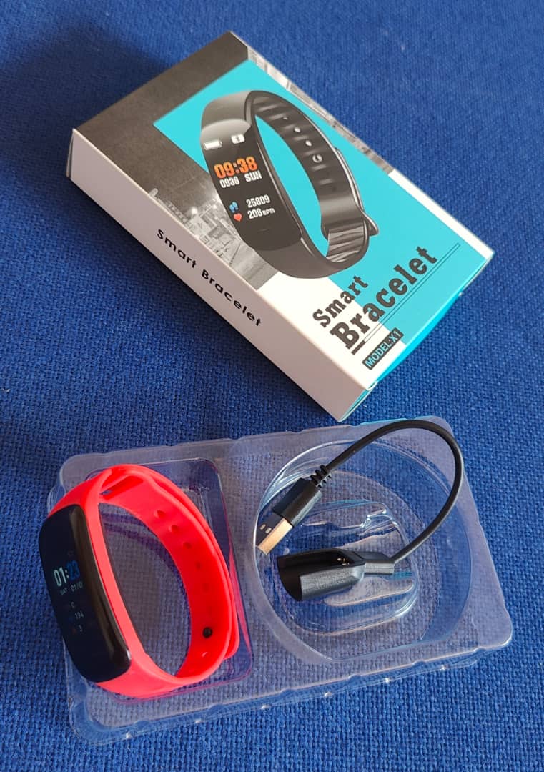 Smart Bracelet Fitness Tracker Band - Model X1 (Red)